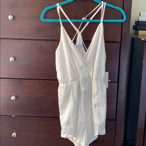 NWT! White Cross Back Satin Romper